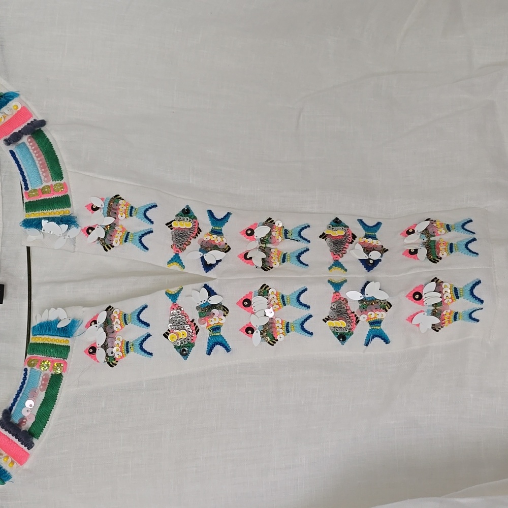 NWOT Talbots Fish embellish Tunic blouse - Picture 5 of 8